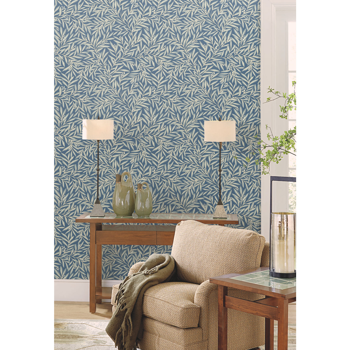 York AC9132 Rowan Dusty Blue Wallpaper