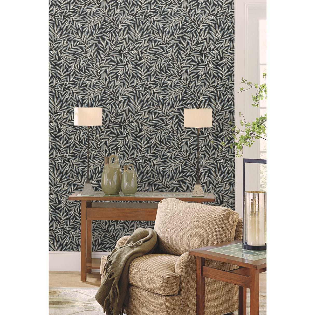 York AC9135 Rowan Black Wallpaper
