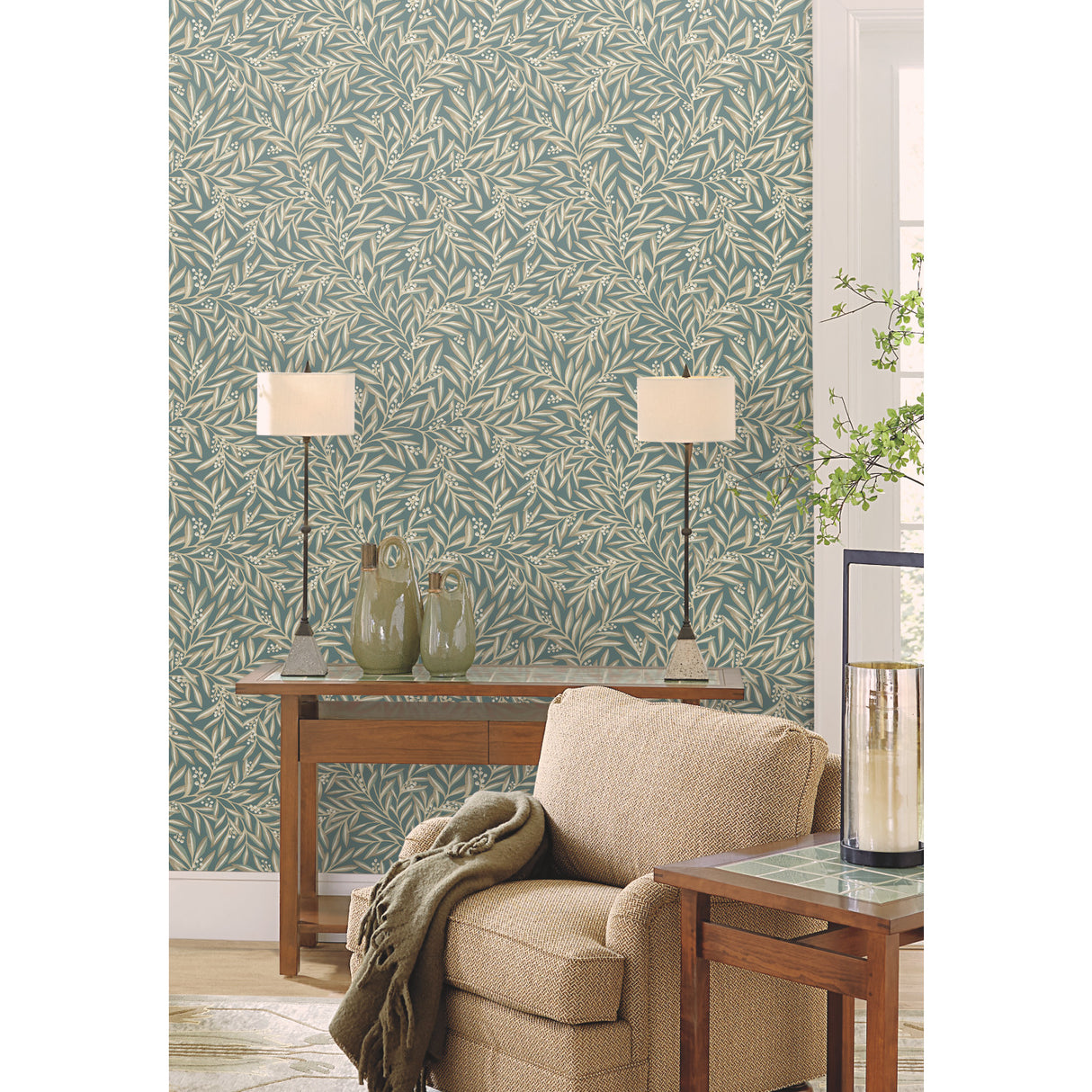 York AC9137 Rowan Teal Wallpaper