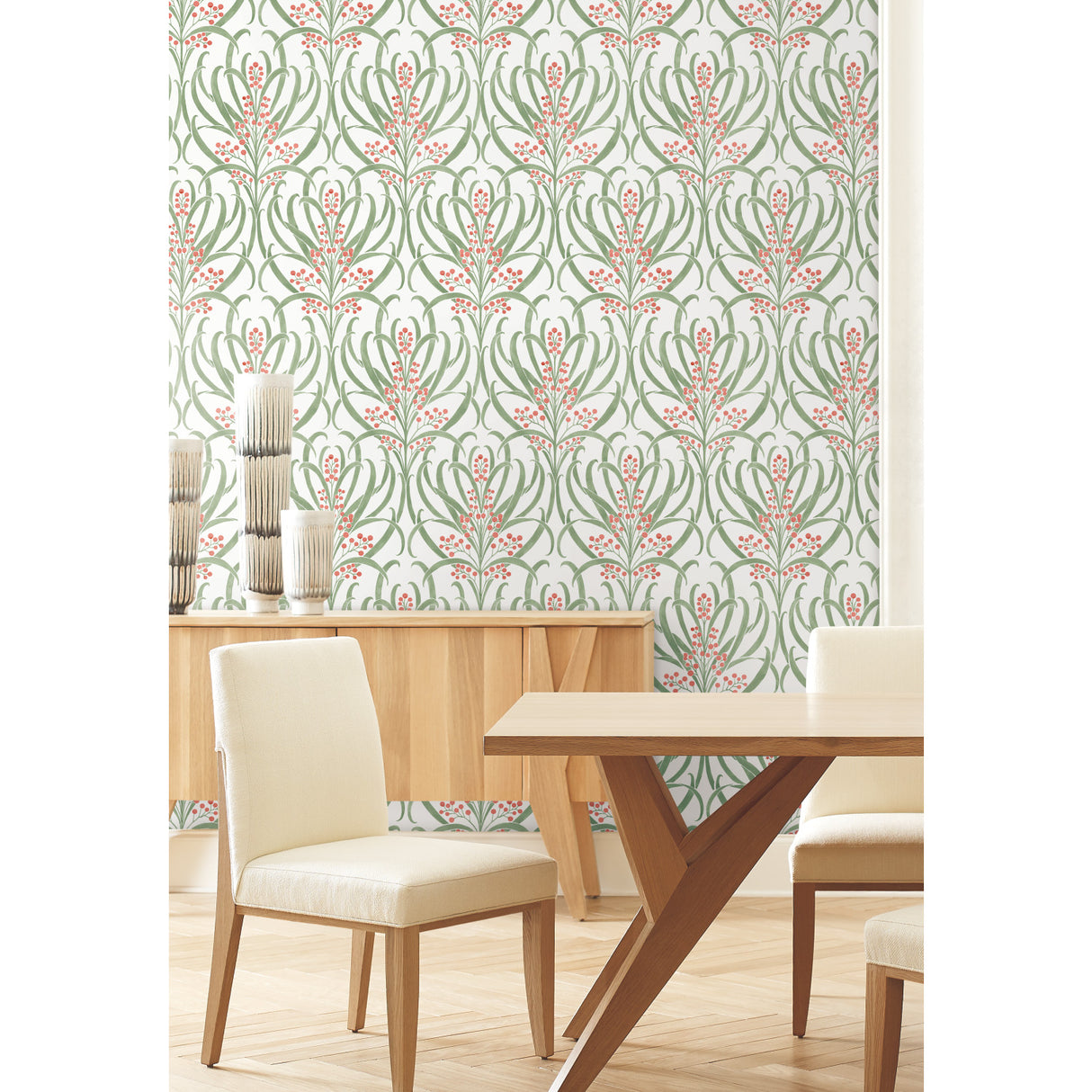 York AC9141 Calluna White & Berry Metallic Wallpaper