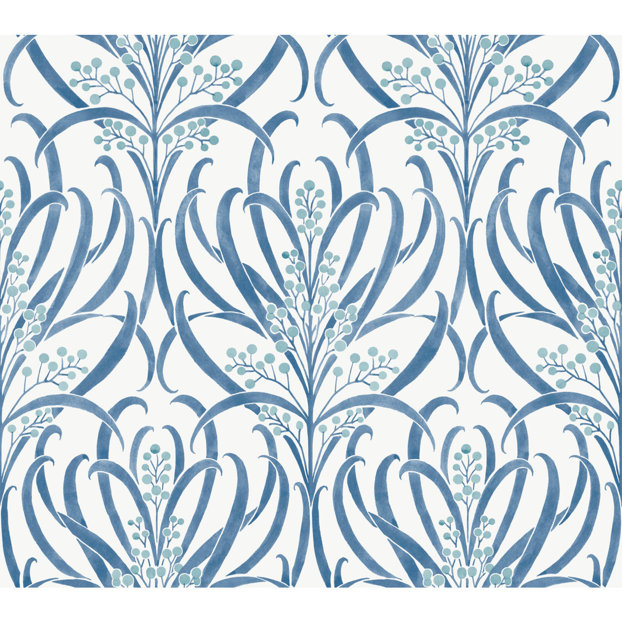 York AC9143 Calluna White & Blue Metallic Wallpaper
