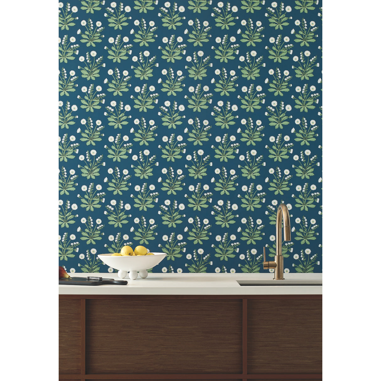 York AC9151 Meadow Flowers Navy & White Wallpaper