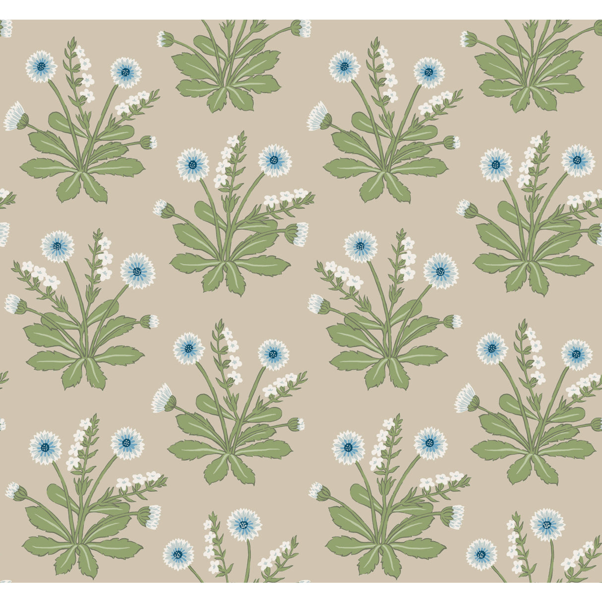 York AC9154 Meadow Flowers Linen & Blue Wallpaper