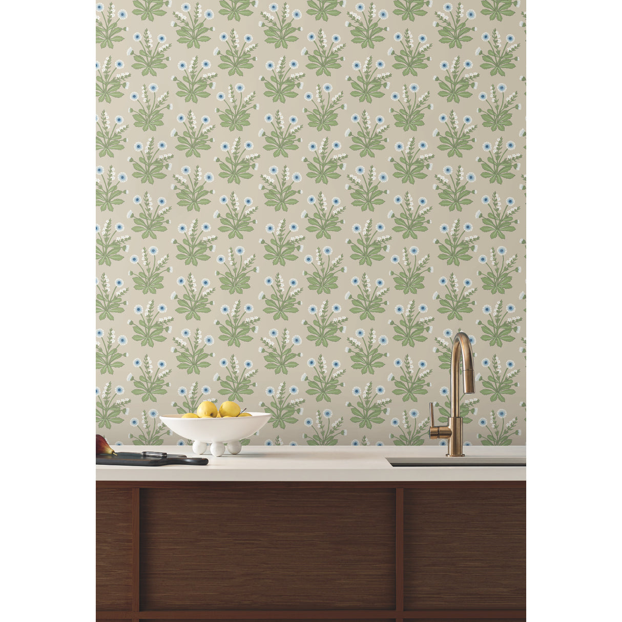 York AC9154 Meadow Flowers Linen & Blue Wallpaper