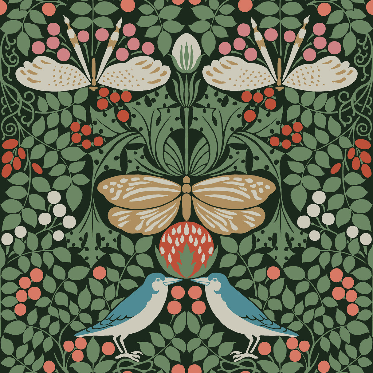 York AC9161 Butterfly Garden Green Metallic Wallpaper