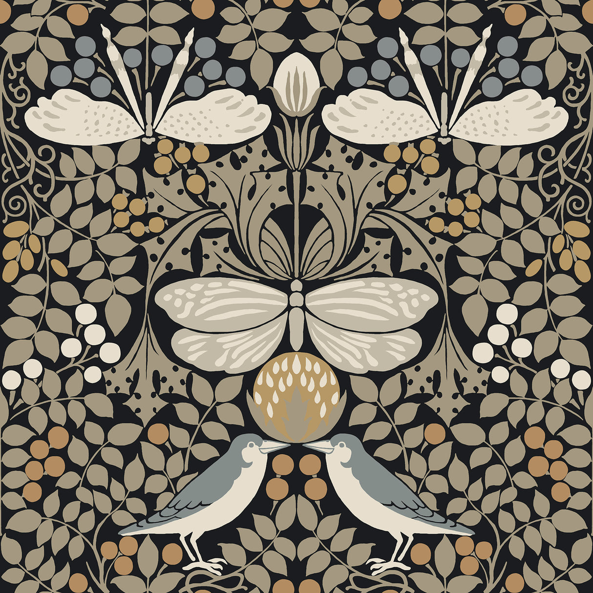 York AC9162 Butterfly Garden Black Metallic Wallpaper
