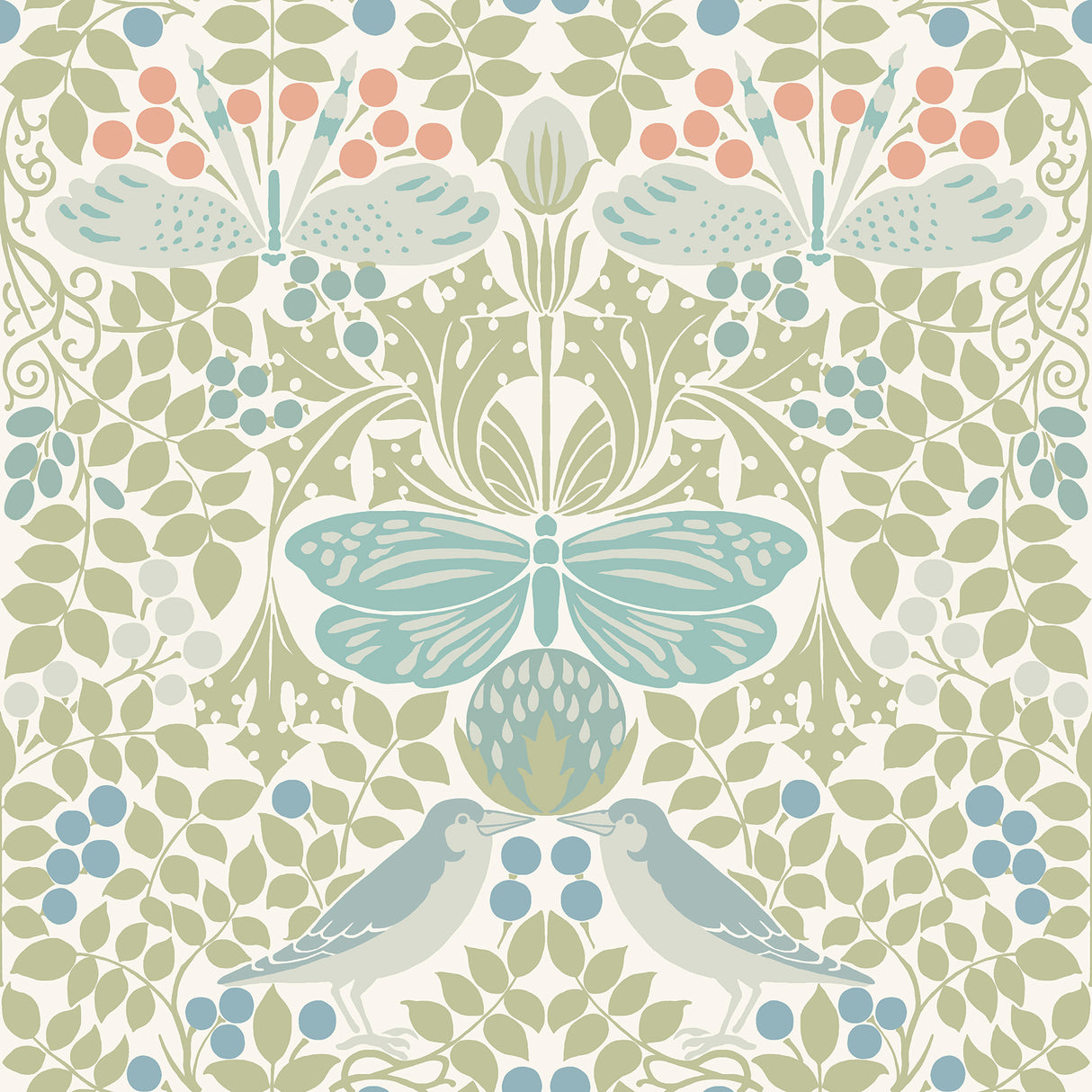 York AC9164 Butterly Garden Green & Blue Wallpaper