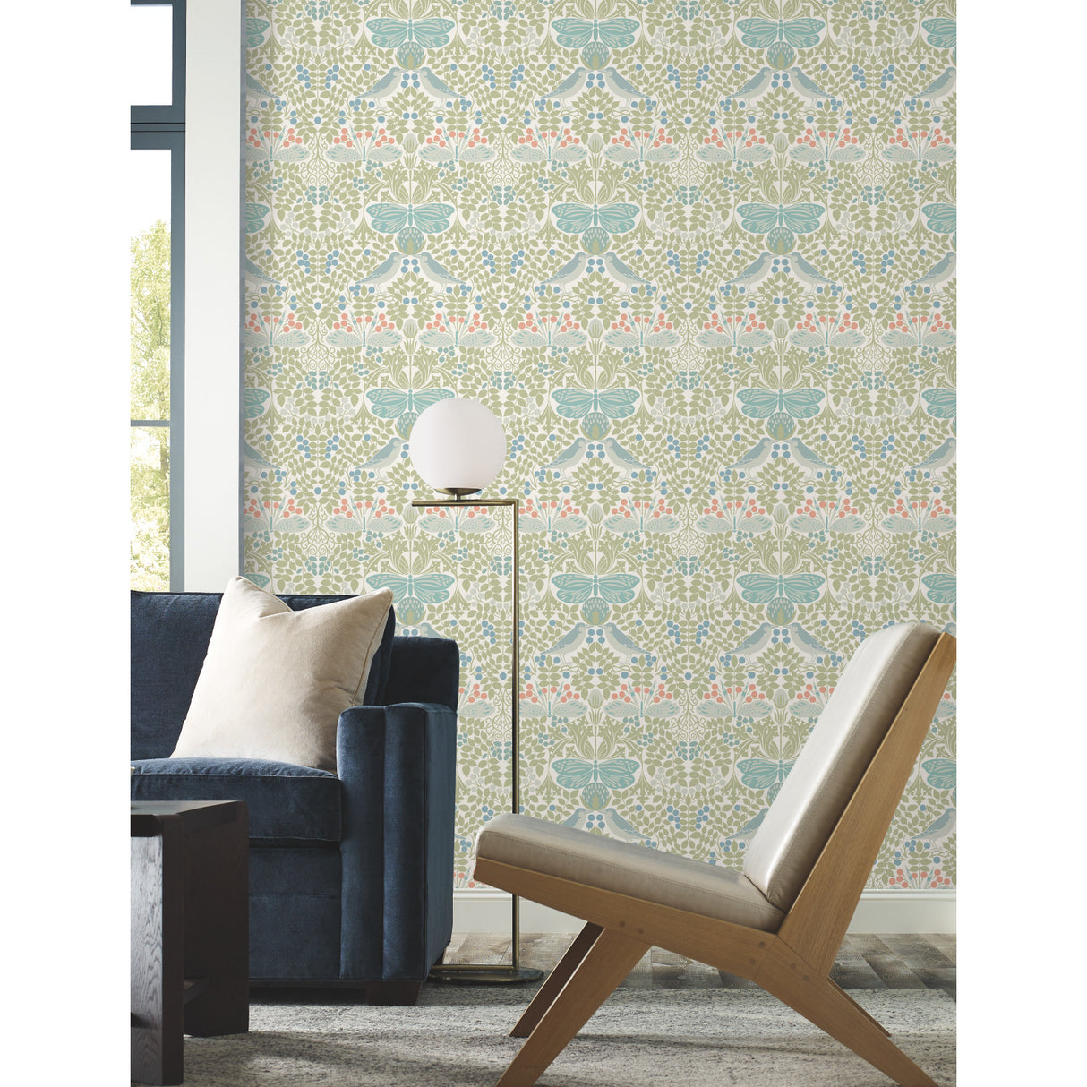 York AC9164 Butterly Garden Green & Blue Wallpaper