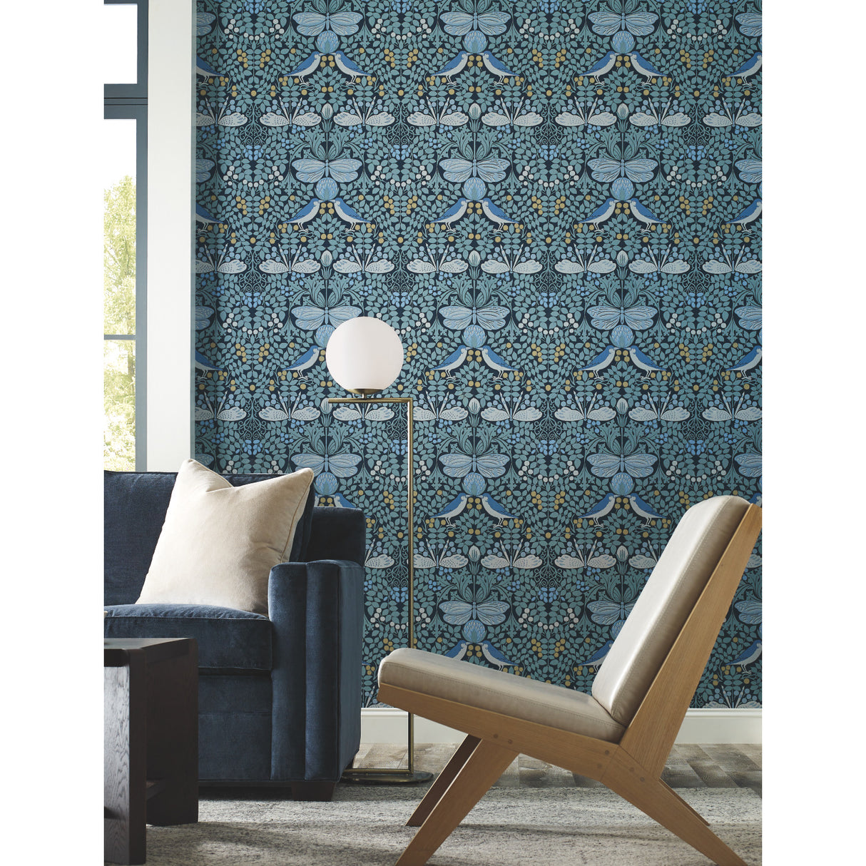 York AC9165 Butterfly Garden Blue Wallpaper
