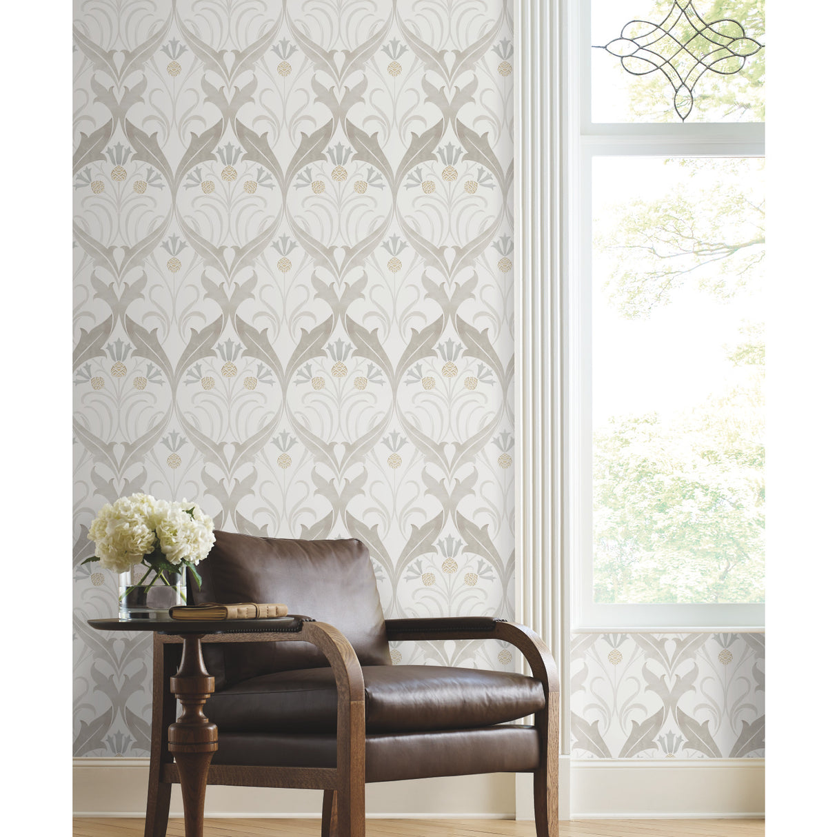 York AC9172 Pine Cone Ribbon Neutral Wallpaper