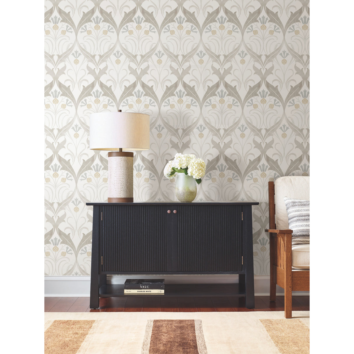York AC9172 Pine Cone Ribbon Neutral Wallpaper