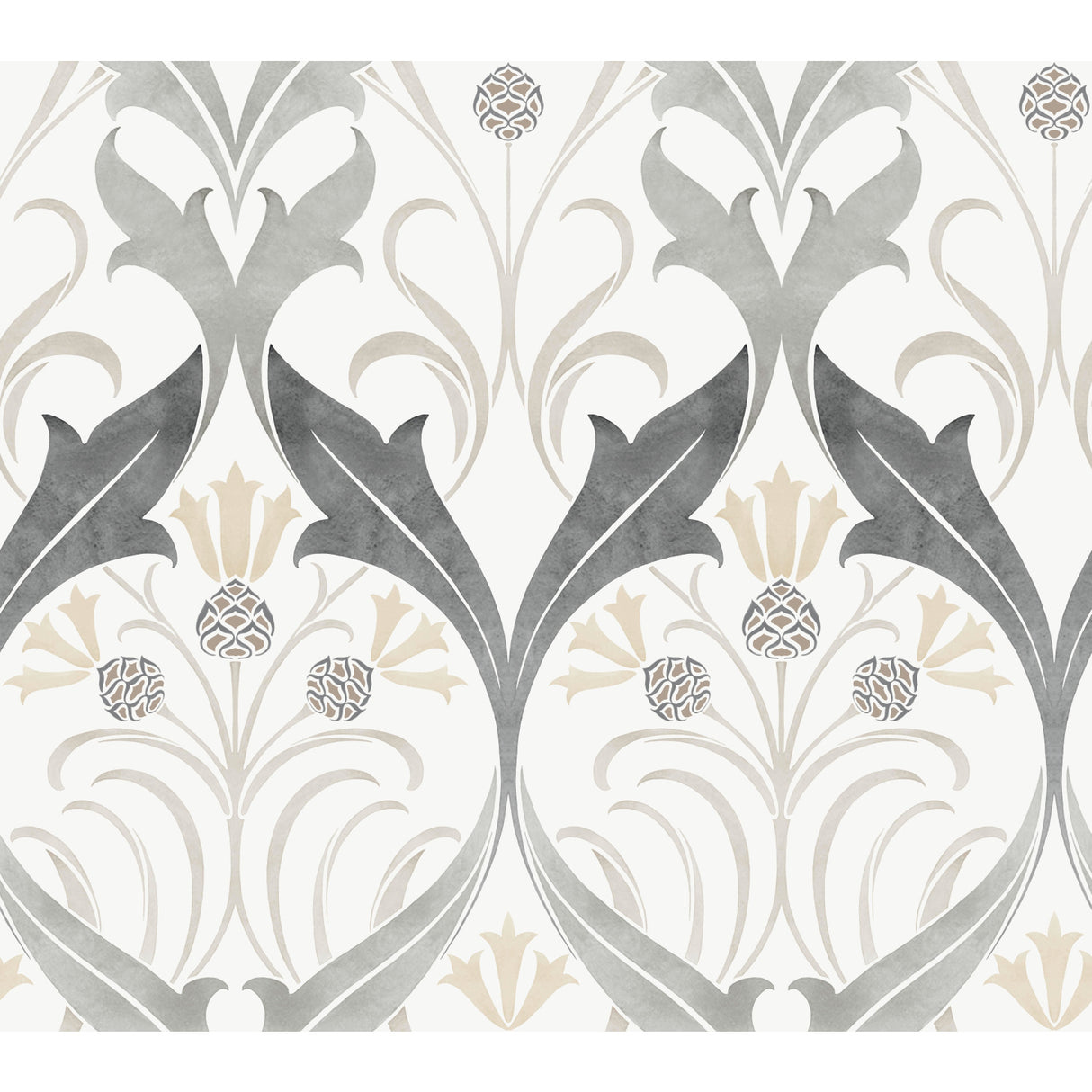 York AC9174 Pine Cone Ribbon Charcoal Metallic Wallpaper