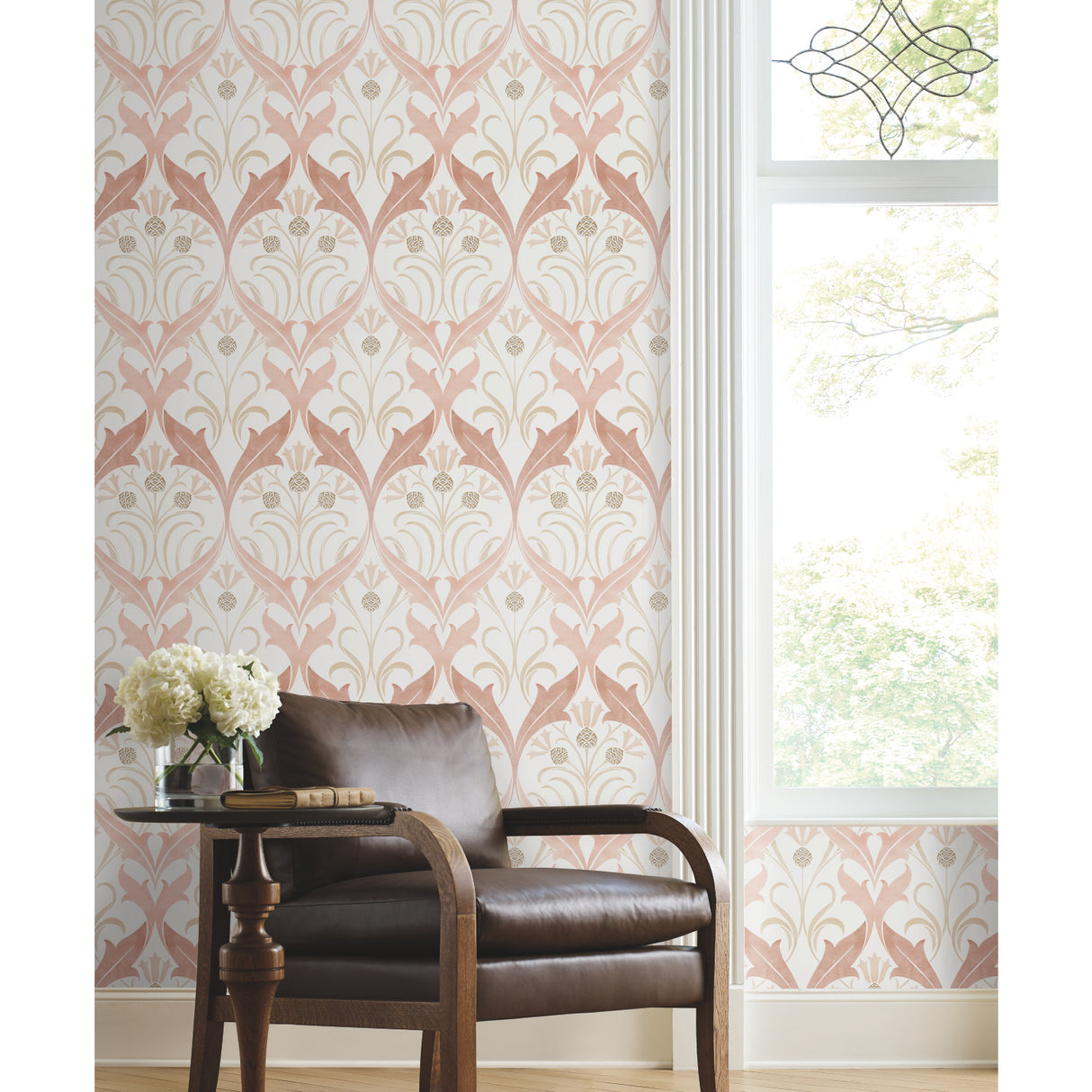 York AC9175 Pine Cone Ribbon Blush Wallpaper