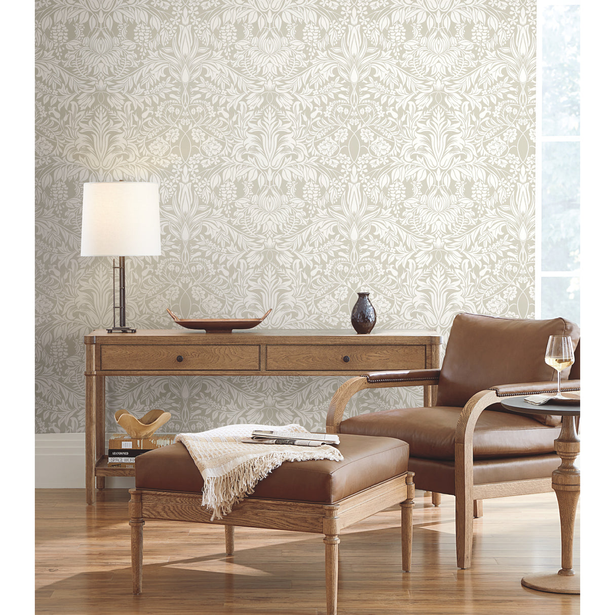York AC9194 Lockwood Damask Beige Wallpaper