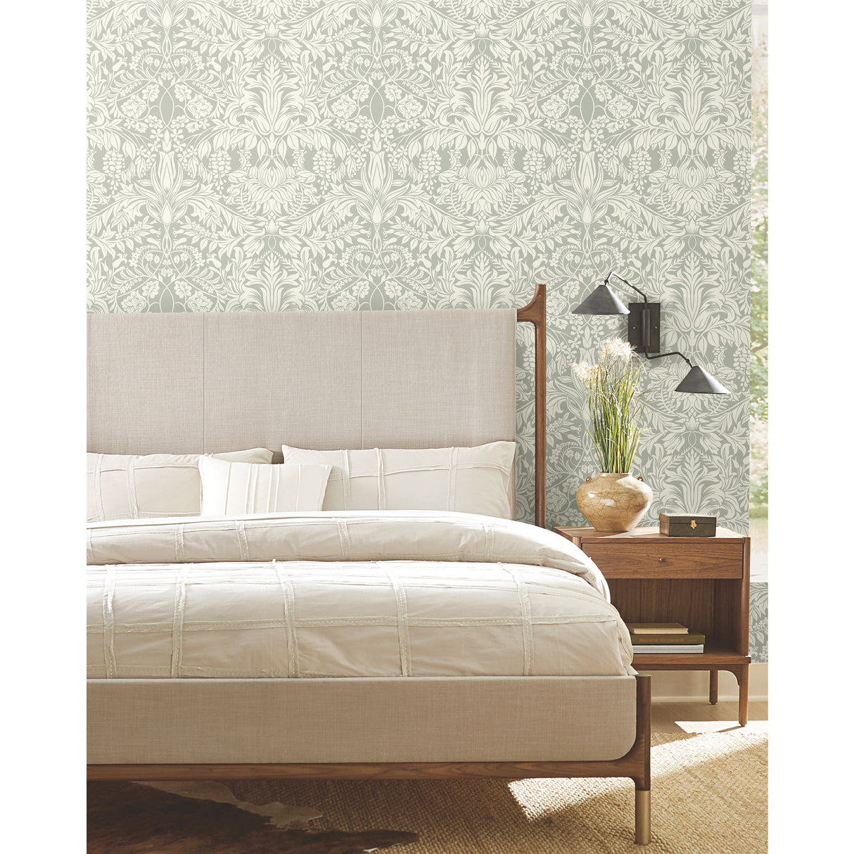 York AC9195 Lockwood Damask Grey Wallpaper