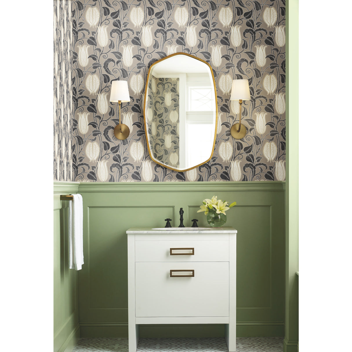York AC9206 Canterbury Bells Taupe Wallpaper