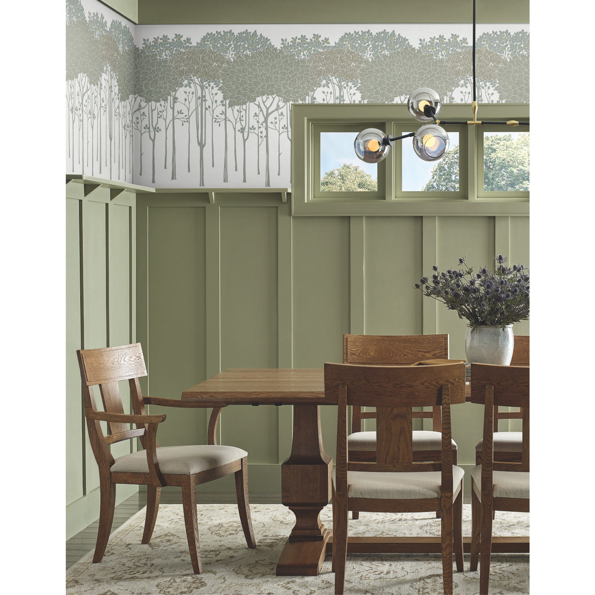 York AC9221D Oakwood Grove White Wallpaper
