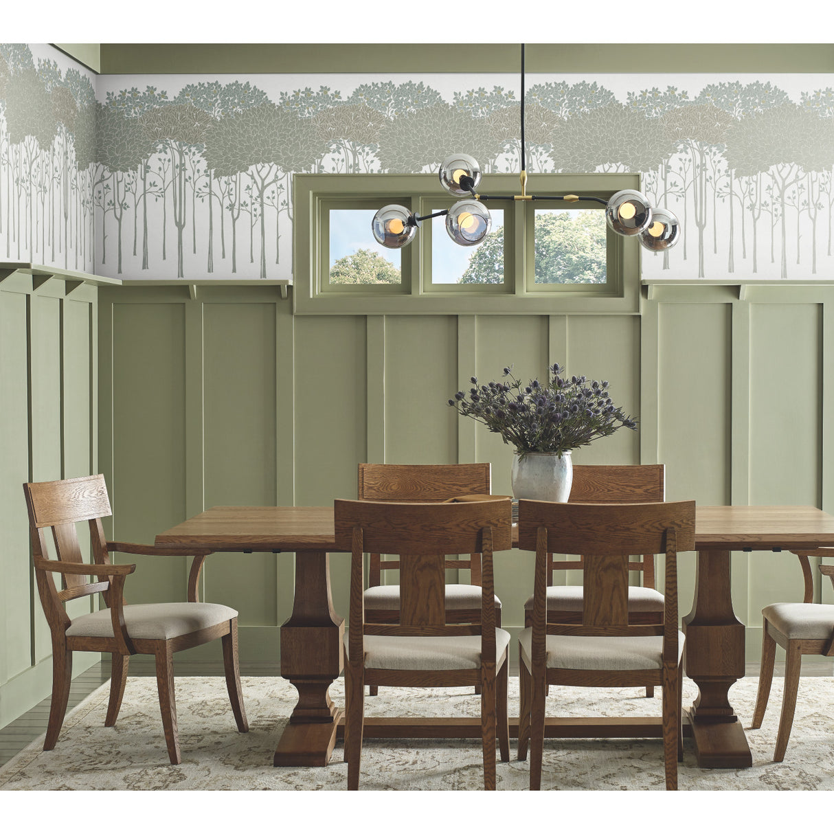 York AC9221D Oakwood Grove White Wallpaper
