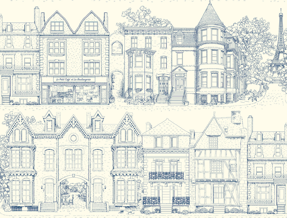 York AF1908 Browntone Terrace Blue Wallpaper