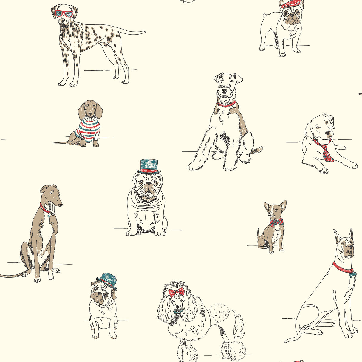 York AF1939 Dog's Life Red & Blue Wallpaper