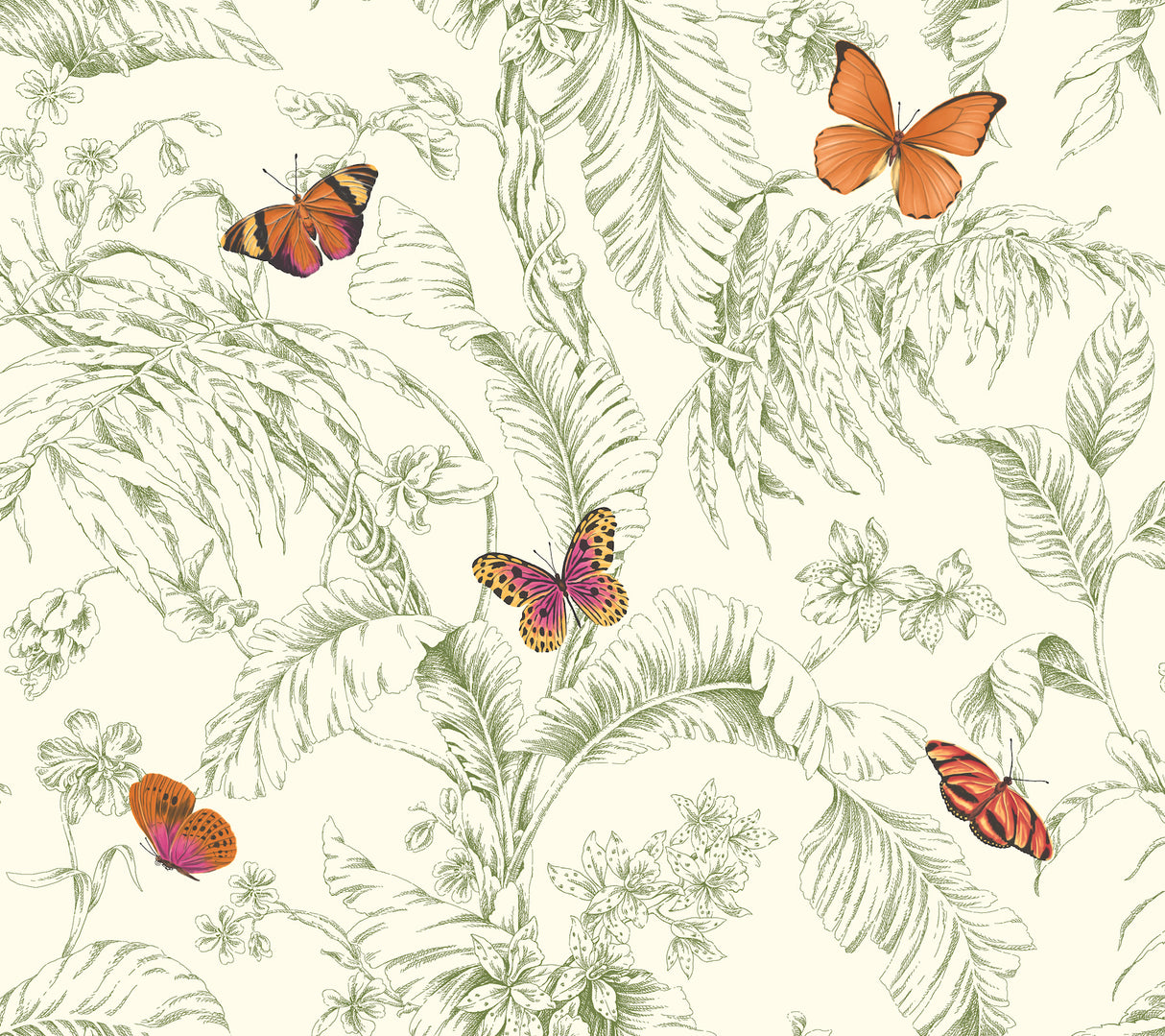 York AF2027 Papillon Green Wallpaper