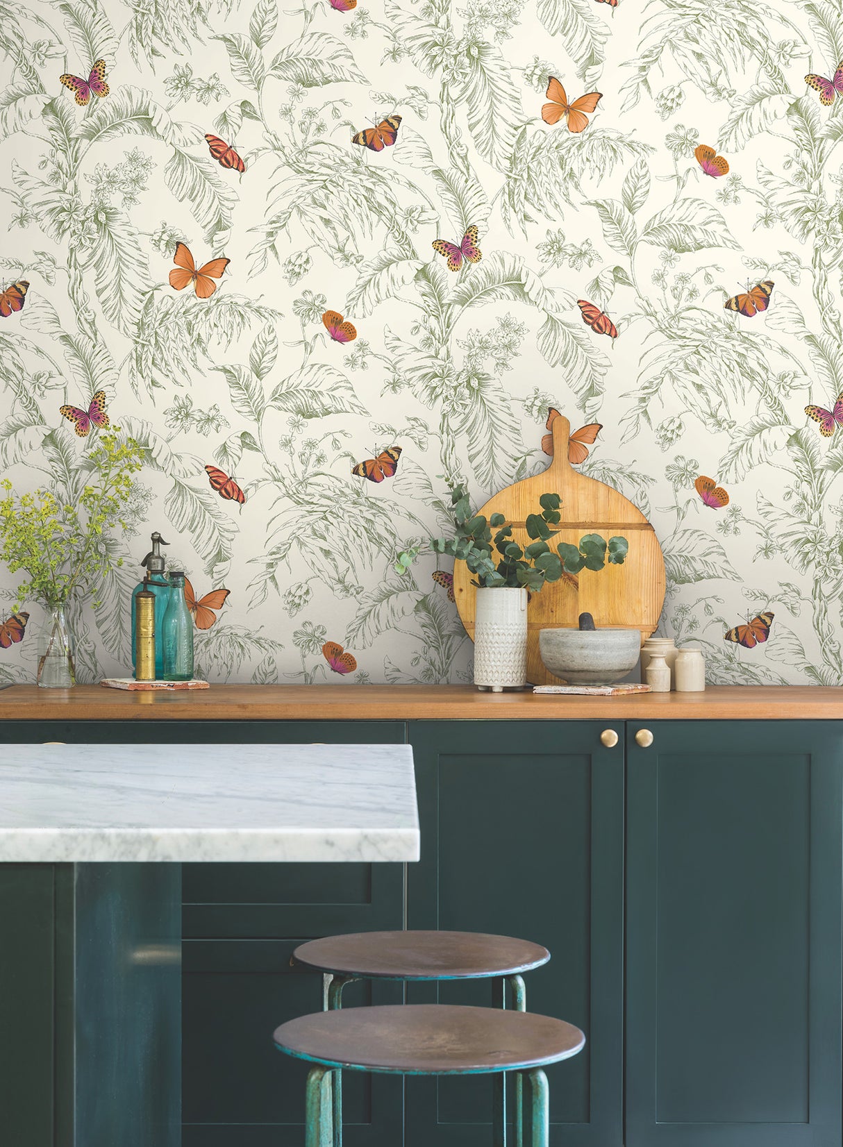 York AF2027 Papillon Green Wallpaper