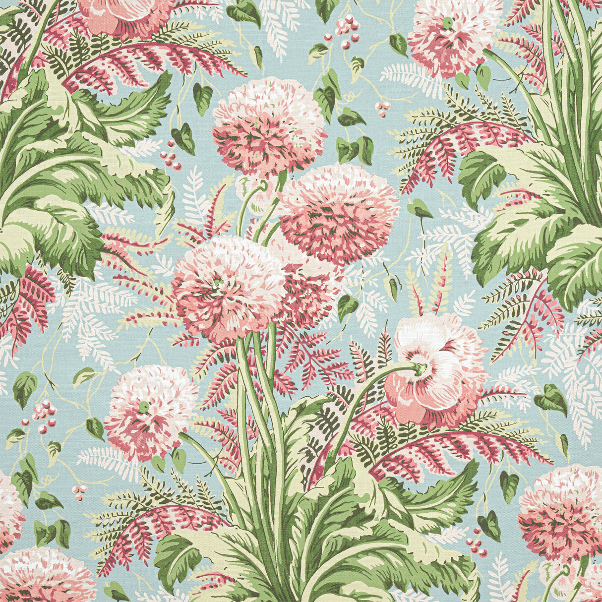 Anna French AF24537 DAHLIA Coral on Robin's Egg Fabric