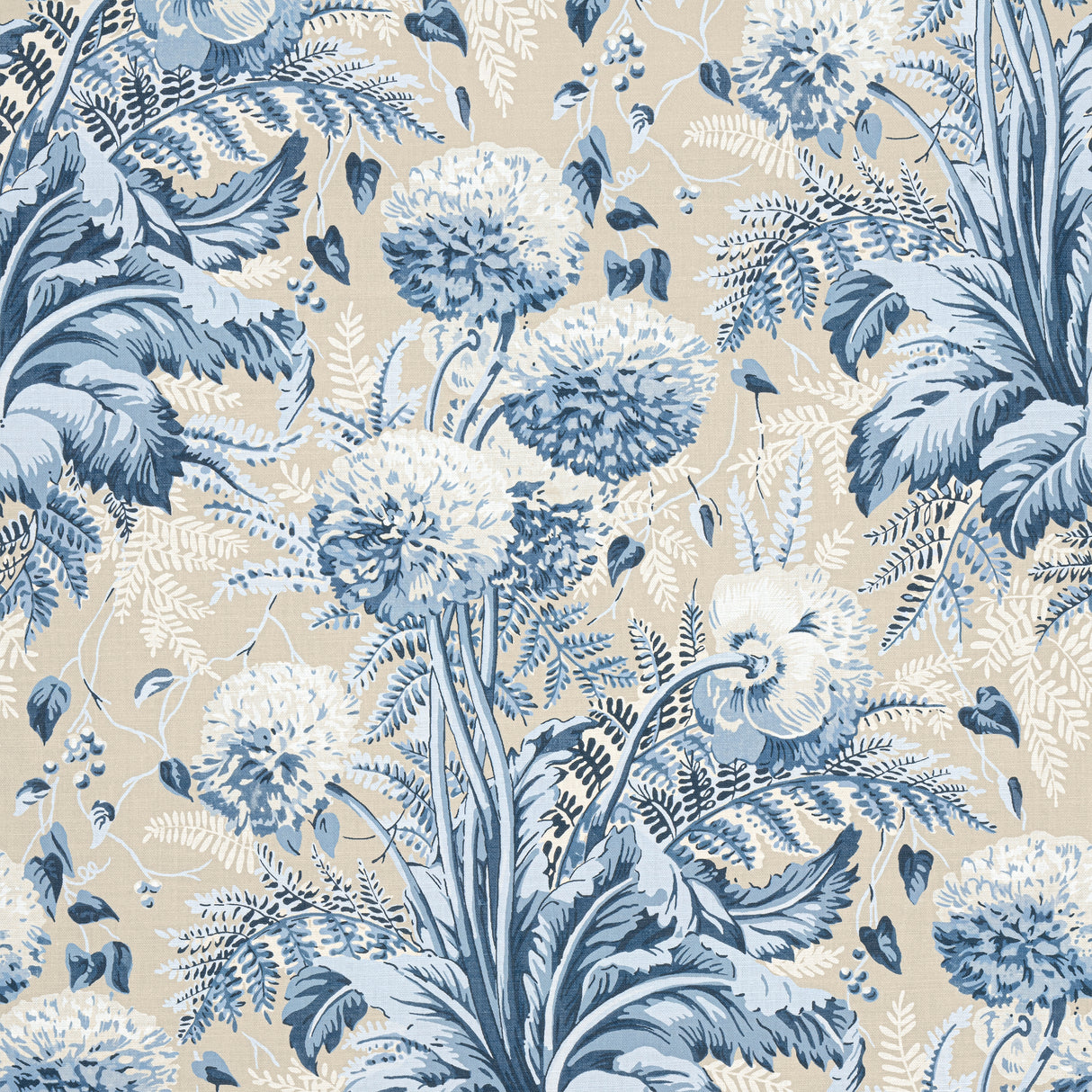 Anna French AF24540 DAHLIA Navy on Linen Fabric