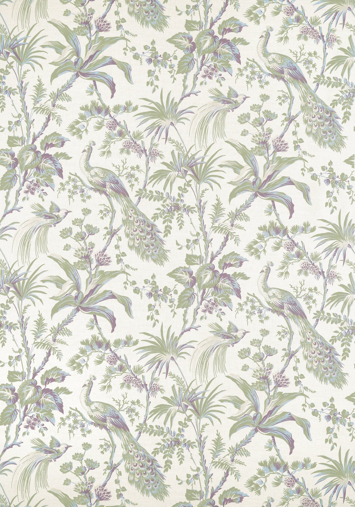 Anna French AF57829 PEACOCK TOILE Green and Plum Fabric