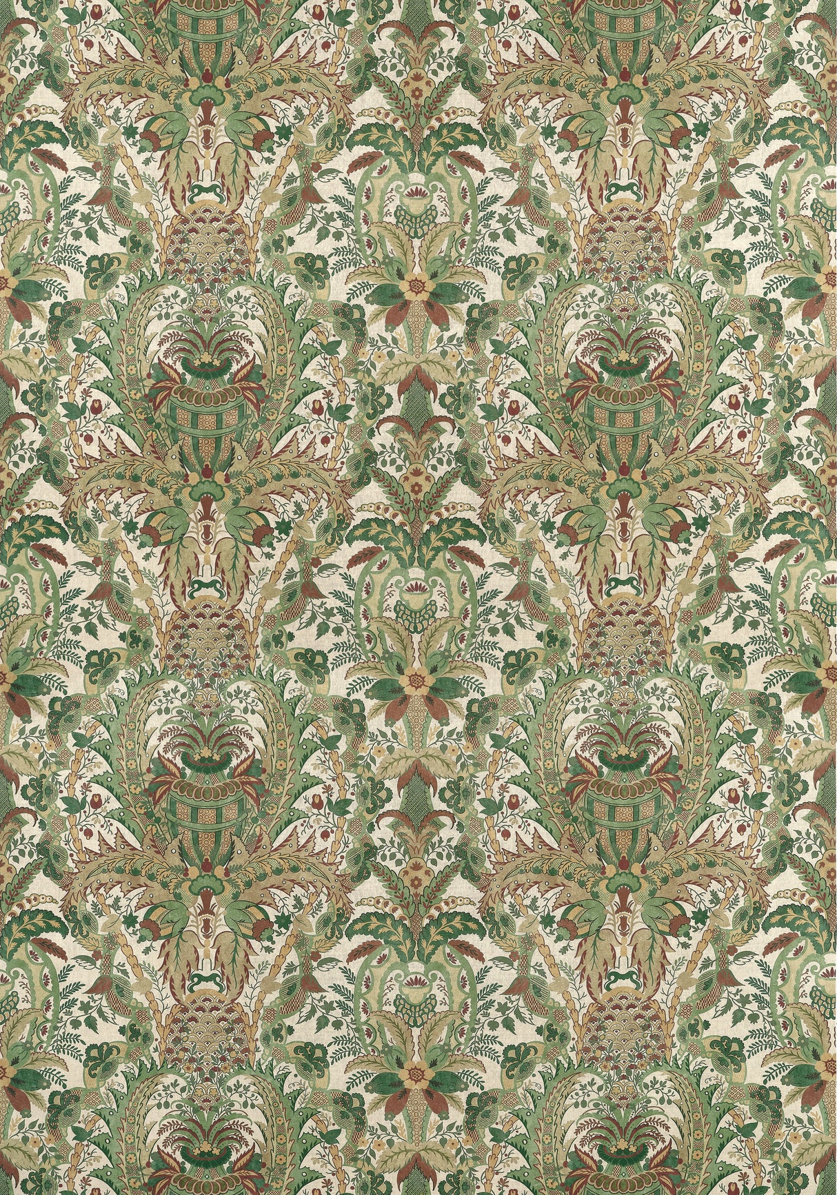 Anna French AF57860 NARBETH Natural and Green Fabric