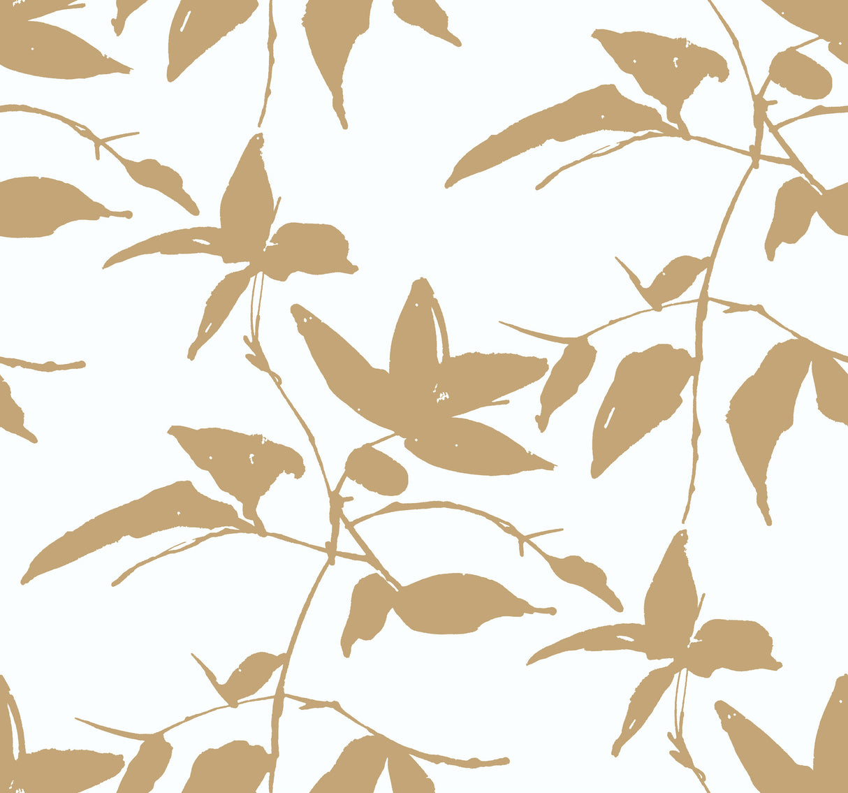 York AF6511 Persimmon Leaf Gold & White Wallpaper