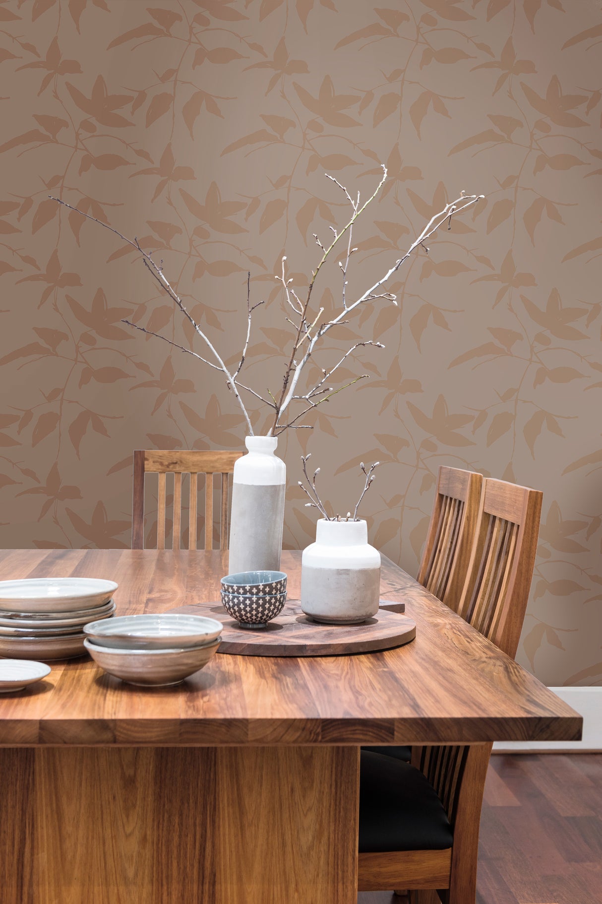 York AF6512 Persimmon Leaf Gold & Taupe Wallpaper