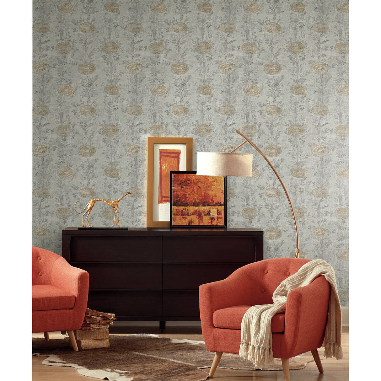 York AF6516 French Marigold Gold  & White Wallpaper