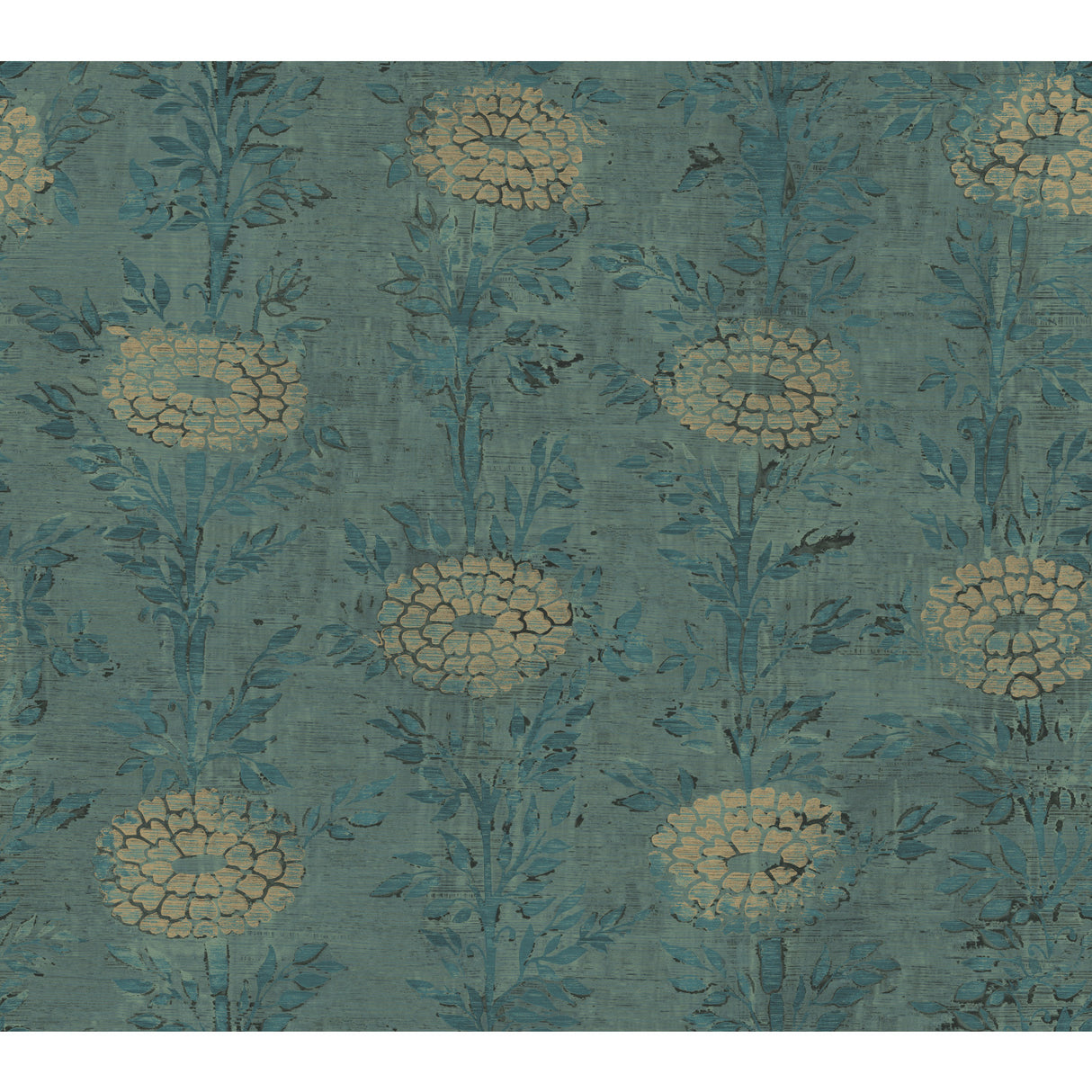 York AF6519 French Marigold Teal & Gold Wallpaper