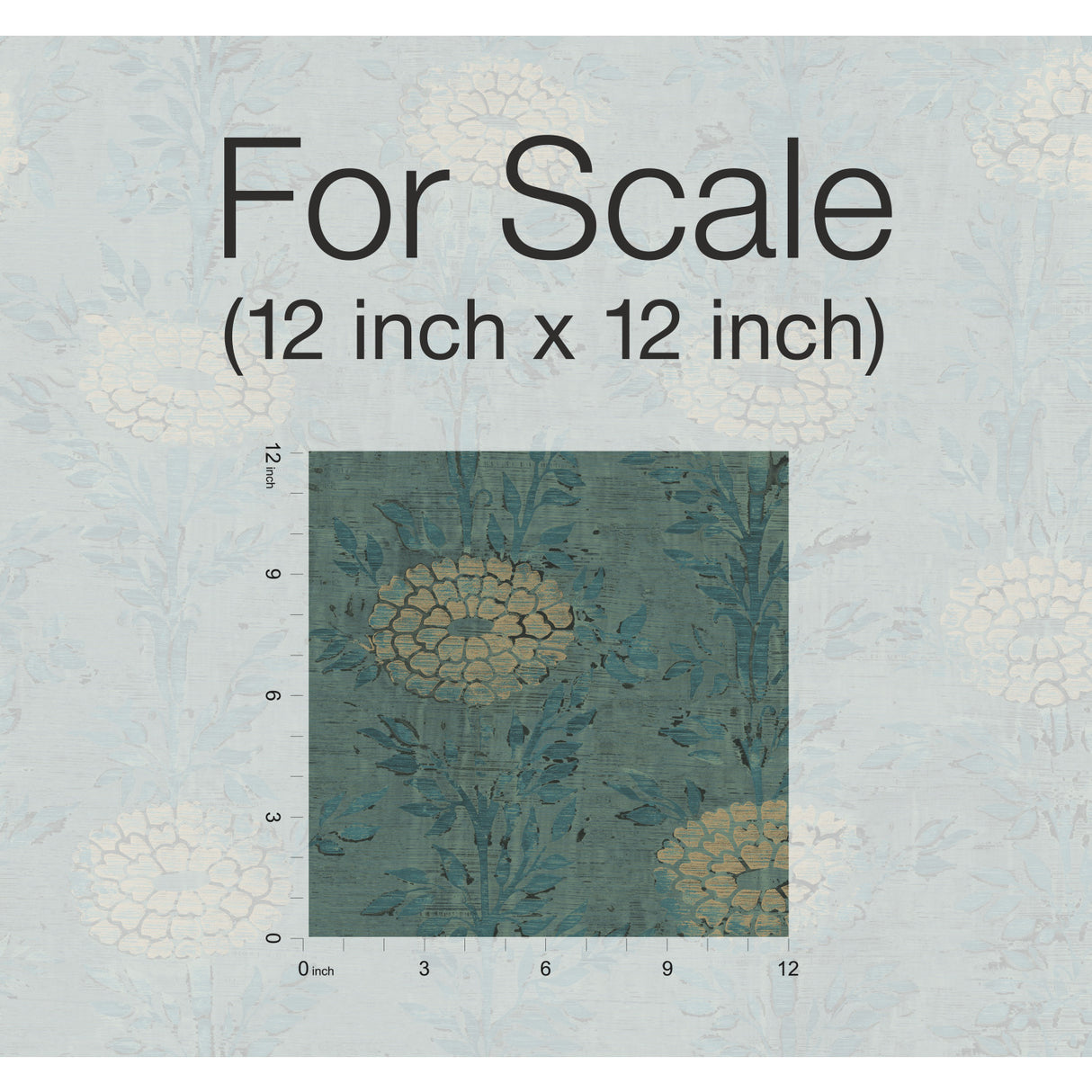 York AF6519 French Marigold Teal & Gold Wallpaper