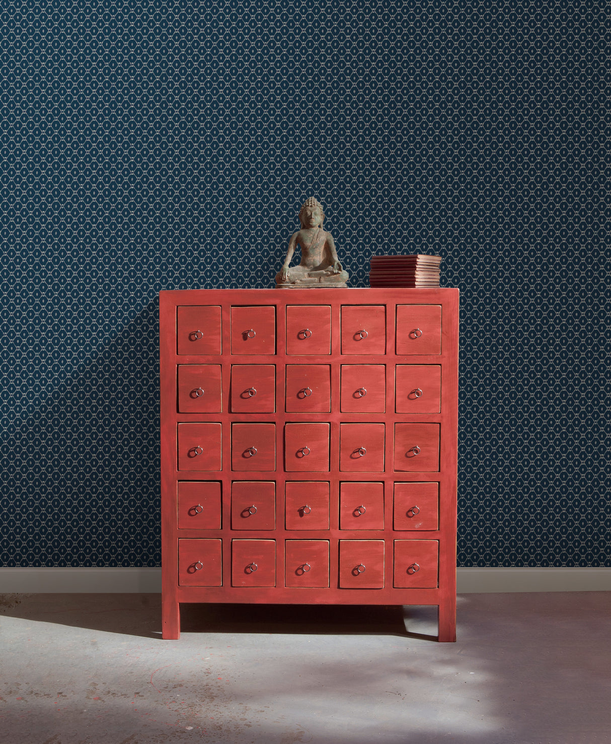 York AF6528 Fretwork Blue Wallpaper