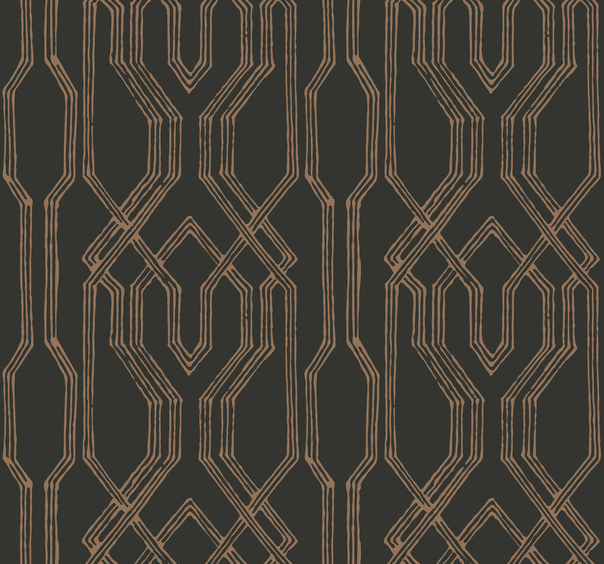 York AF6562 Oriental Lattice Black & Gold Wallpaper