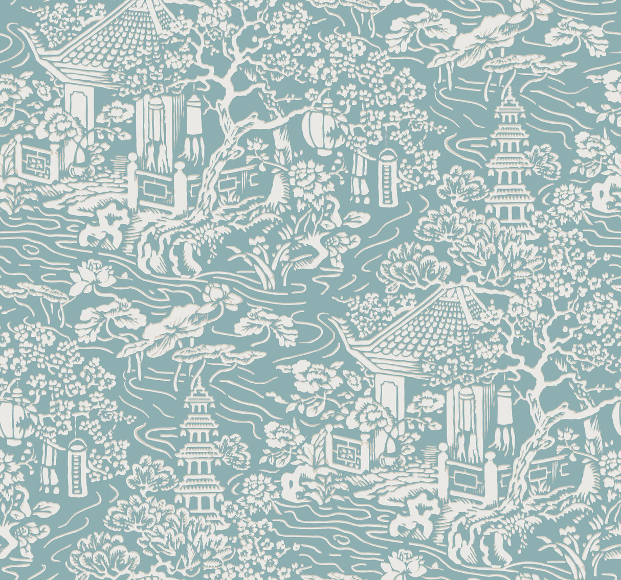 York AF6575 Chinoiserie Blue & Green Wallpaper