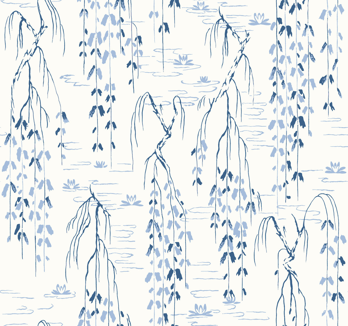 York AF6582 Willow Branches White & Blue Wallpaper