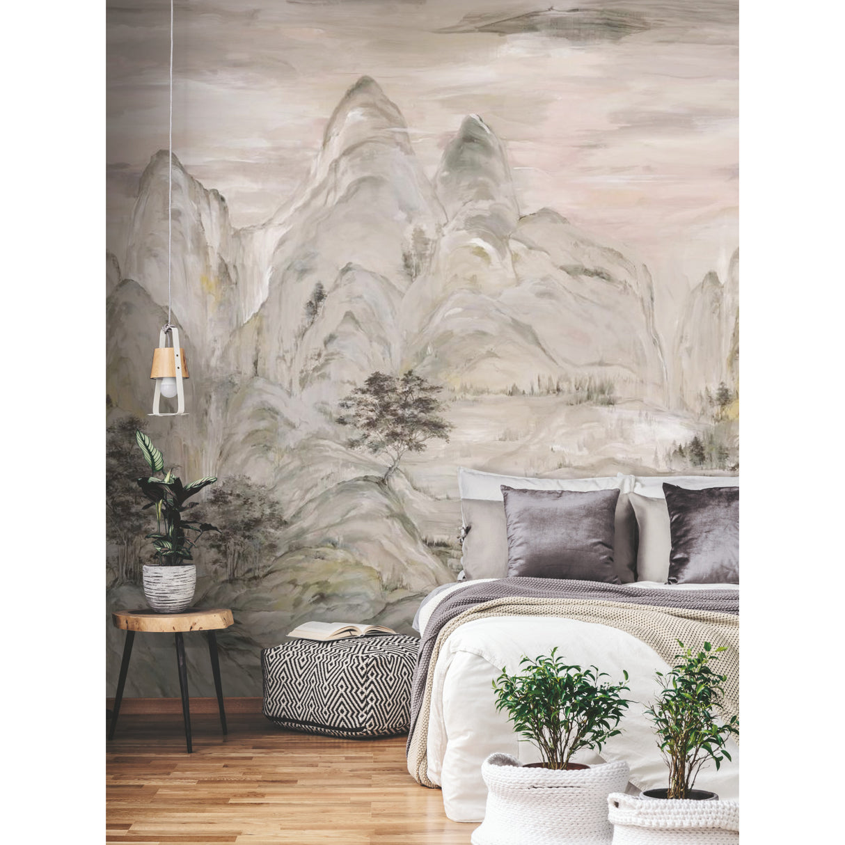 York AF6597M Misty Mountain Taupe Wall Mural
