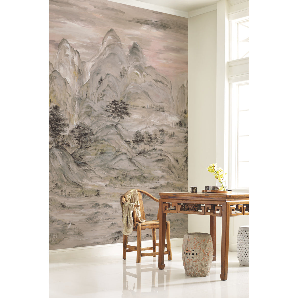 York AF6597M Misty Mountain Taupe Wall Mural