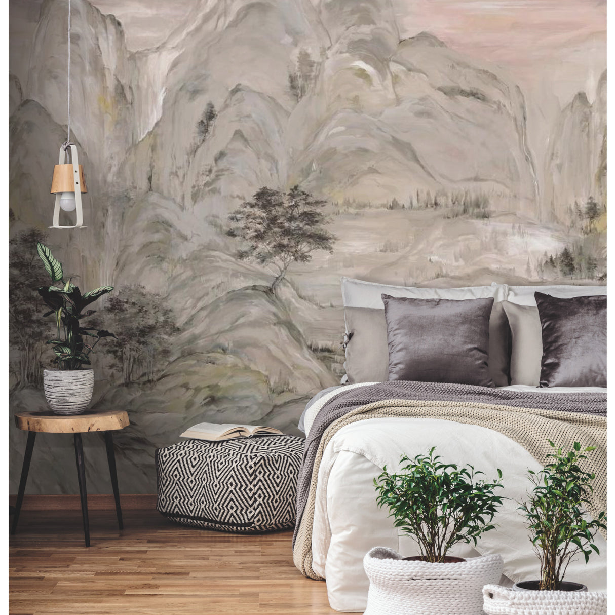 York AF6597M Misty Mountain Taupe Wall Mural