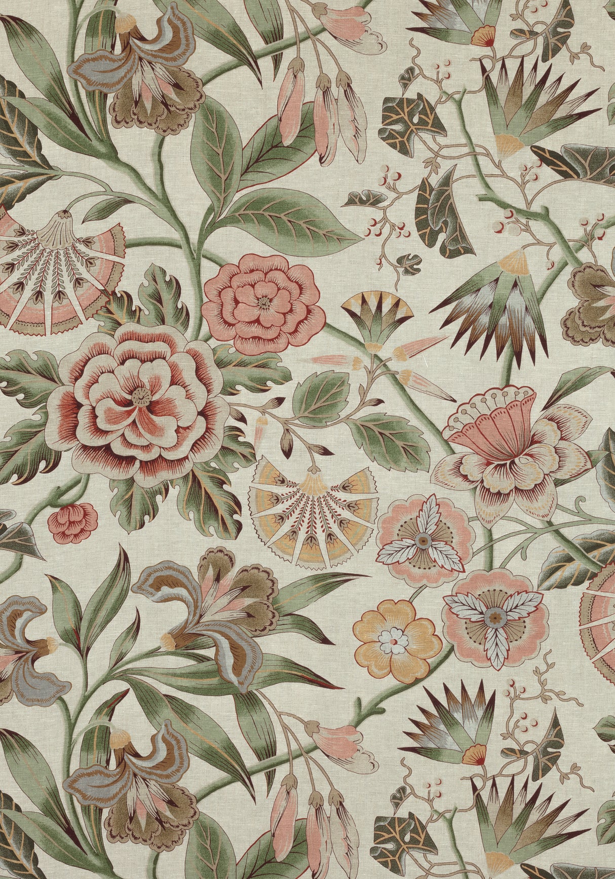 Anna French AF9618 CLEO Red and Gold on Flax Fabric