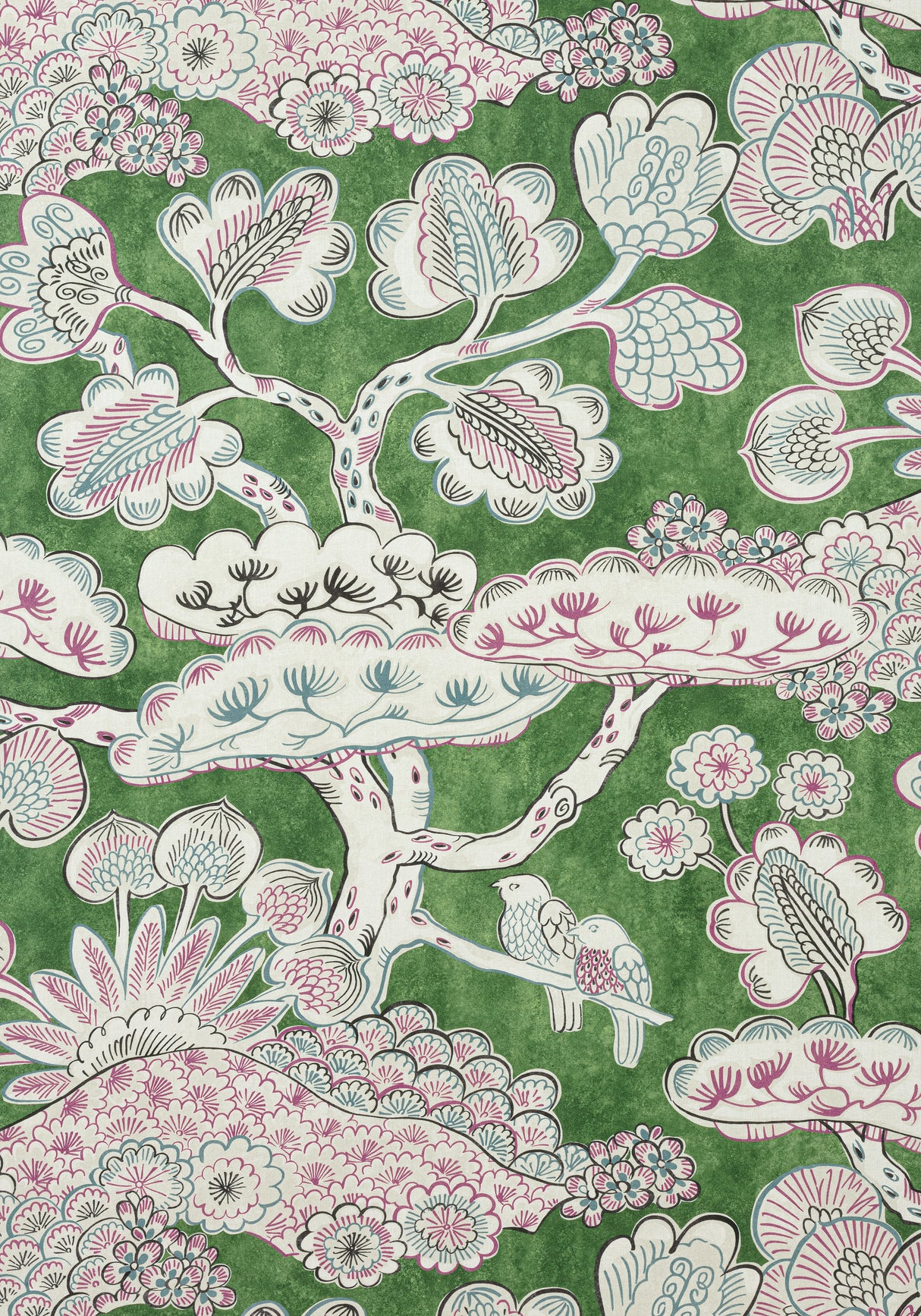 Anna French AF9866 TREE HOUSE Pink and Green Fabric