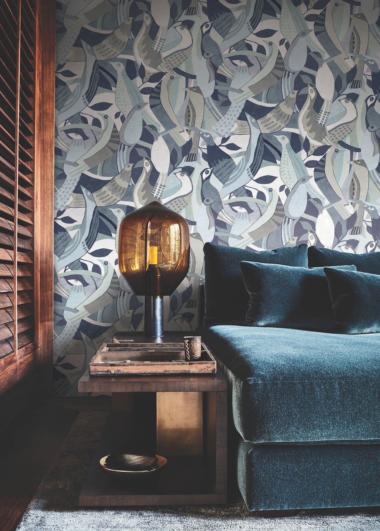 York AG2015 Fauvist Flock Blue Wallpaper