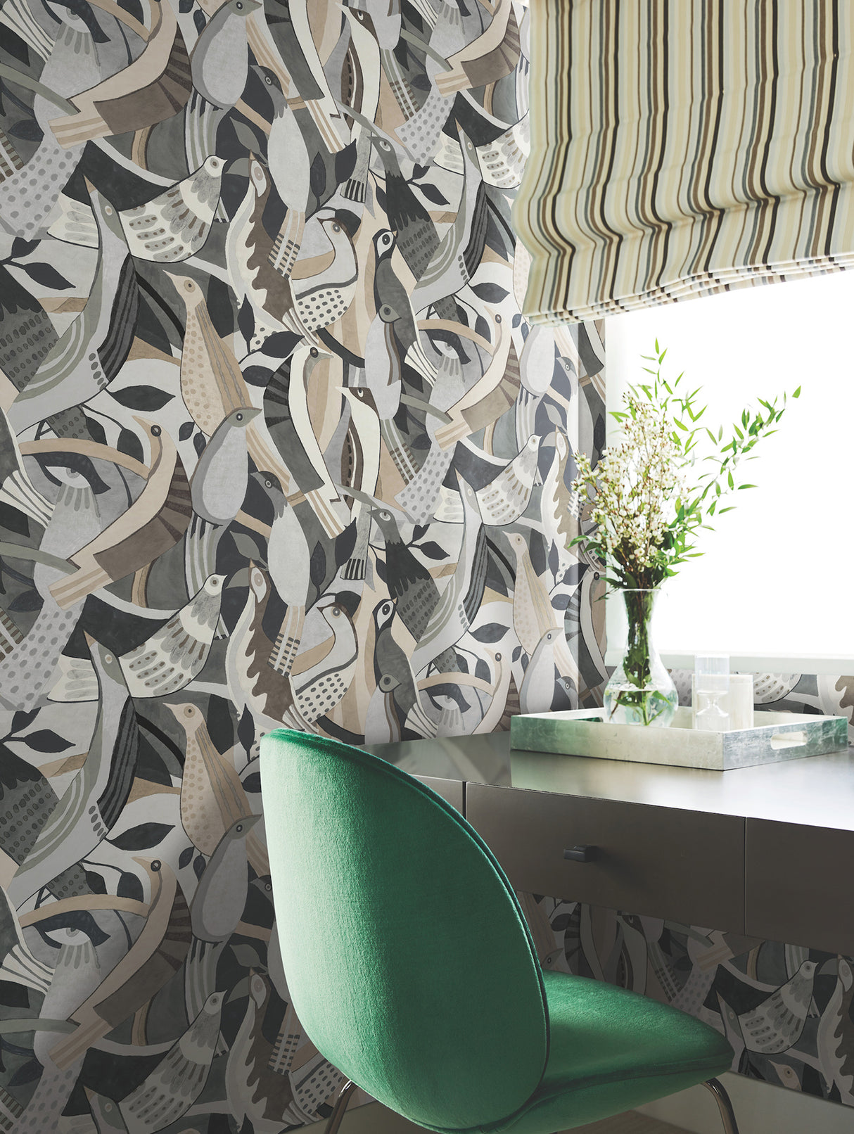 York AG2018 Fauvist Flock Neutral Wallpaper