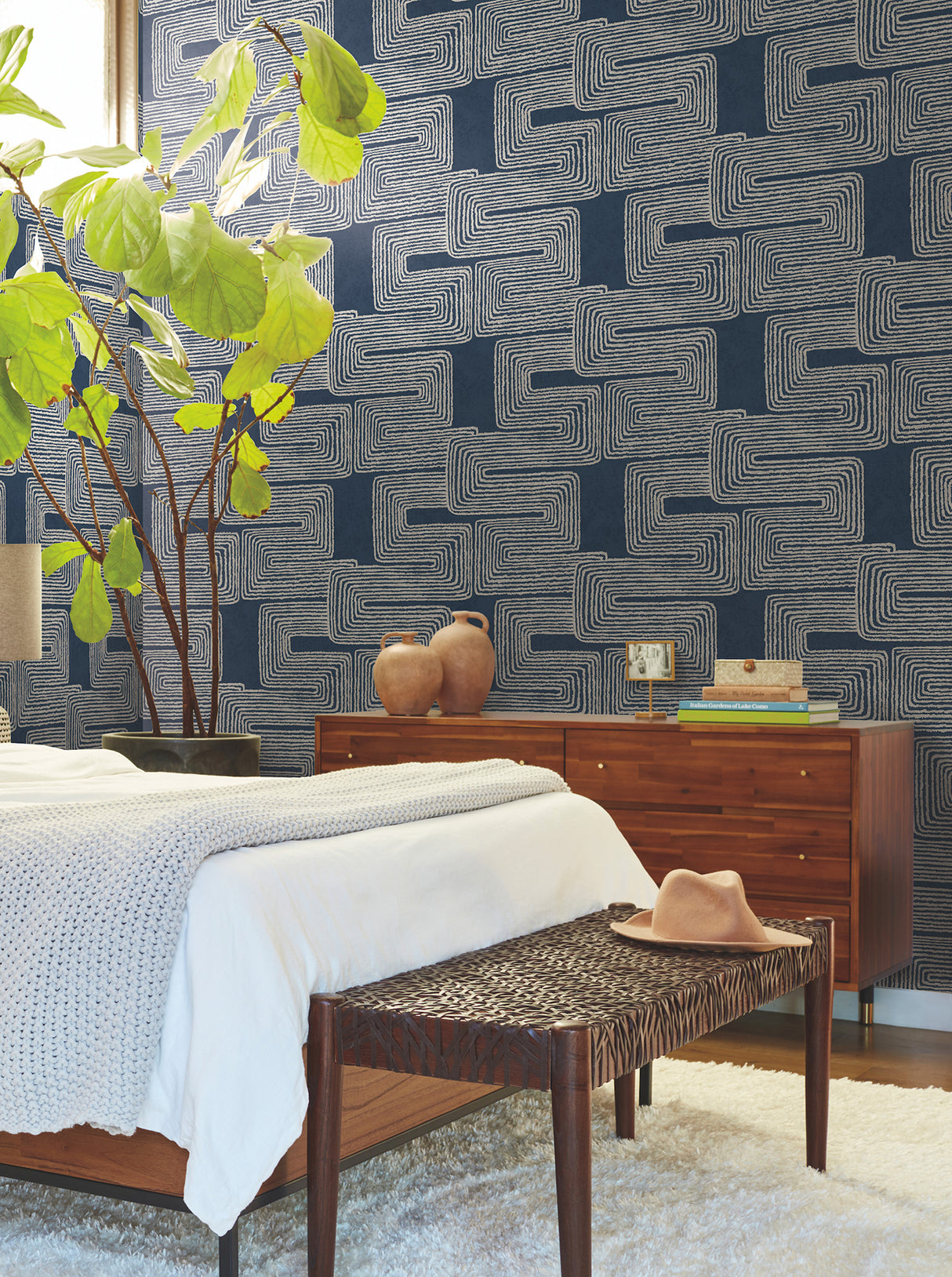 York AG2033 Zulu Thread Midnight & Silver Wallpaper