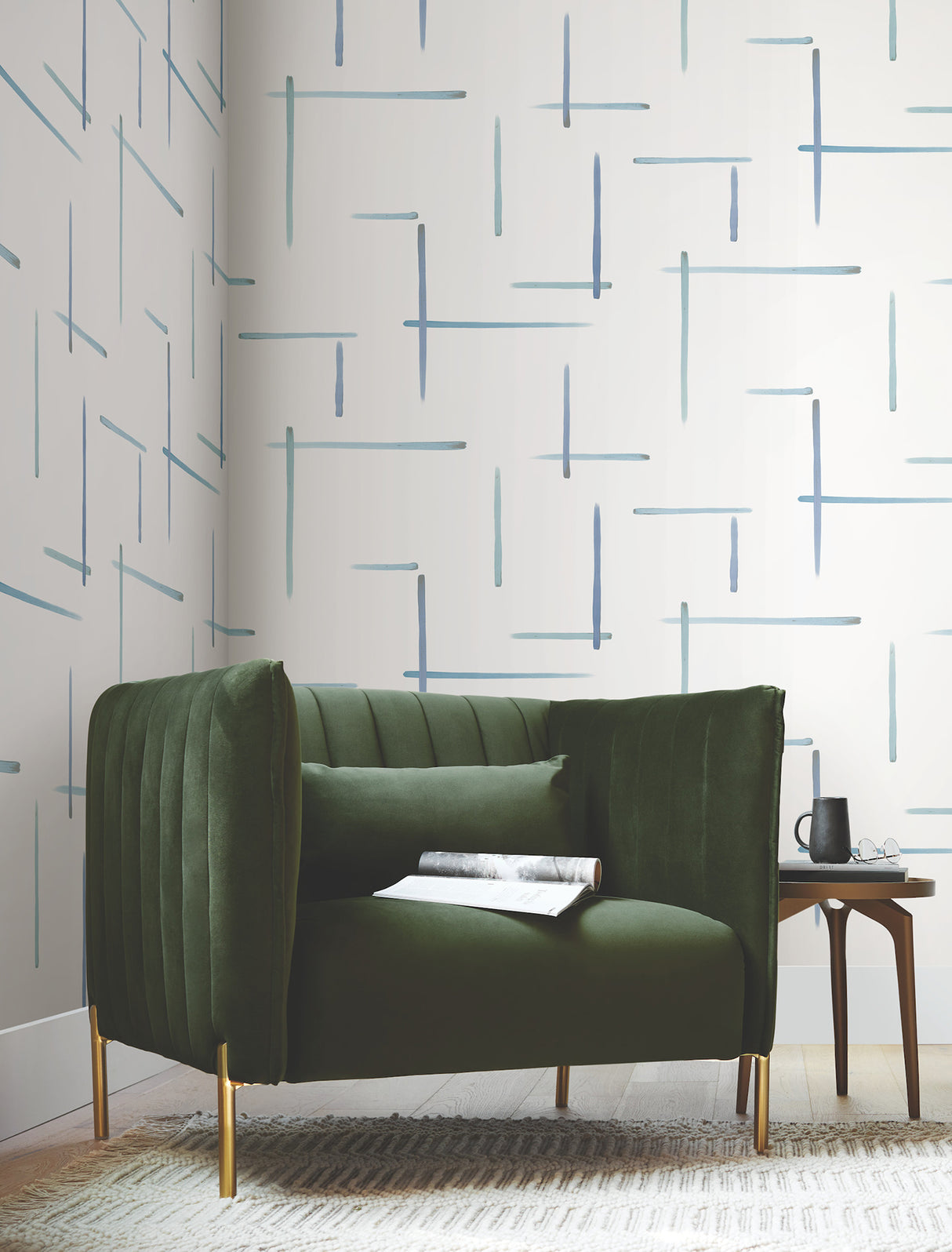York AG2042 Gilded Sumi-E Blue & Glint Wallpaper