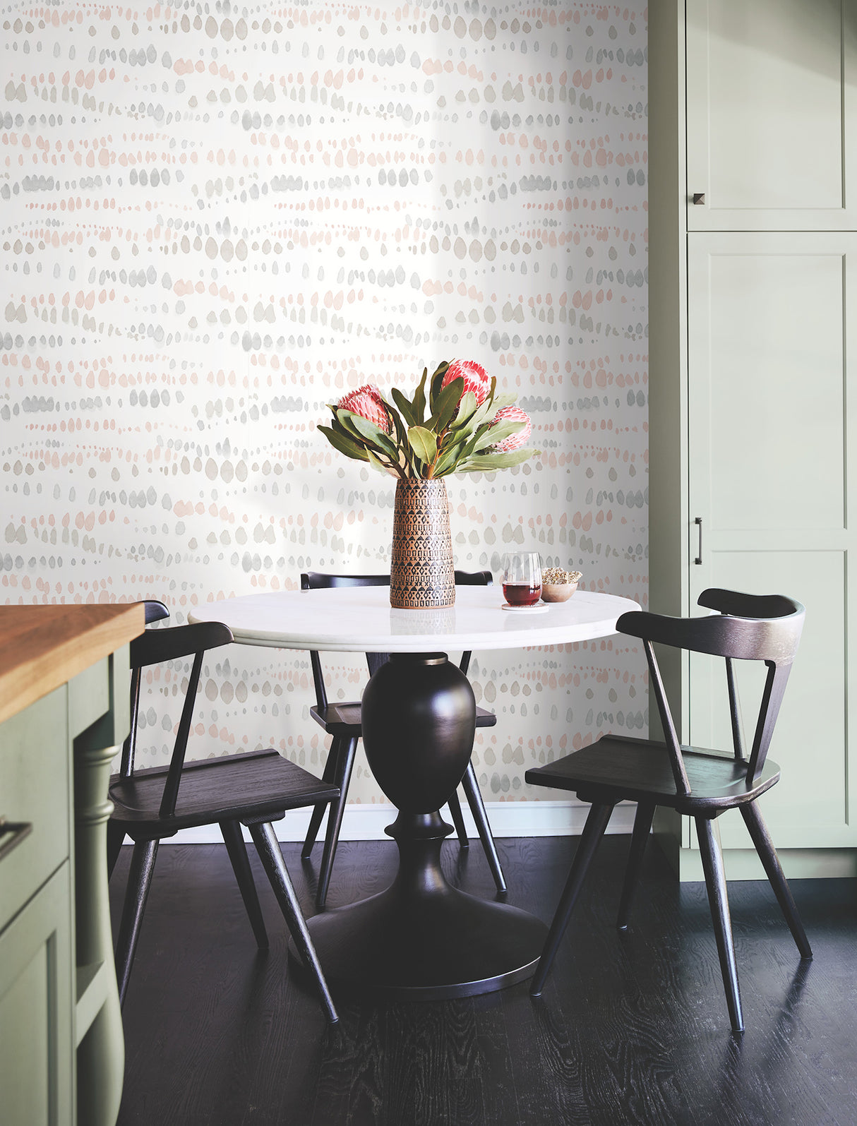 York AG2047 Dewdrops Pink & Grey Wallpaper