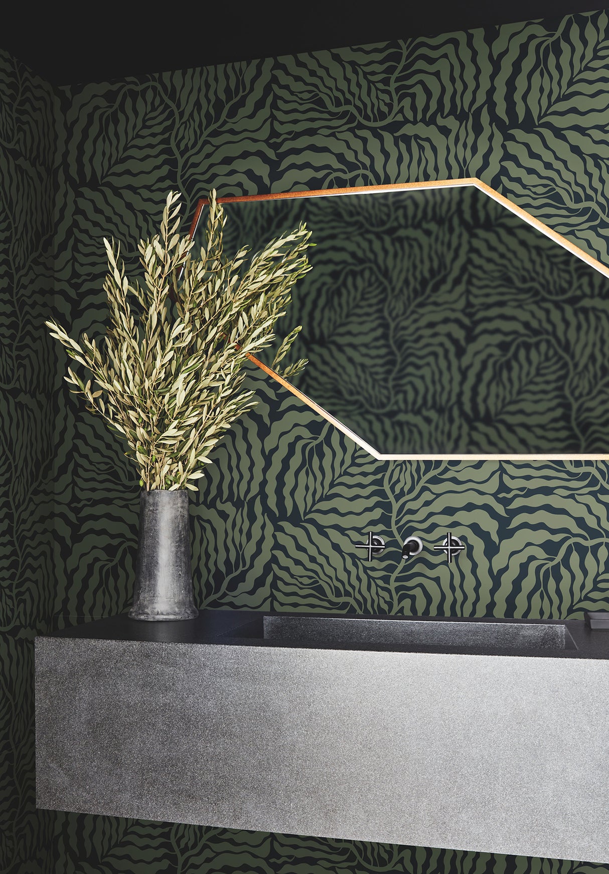 York AG2061 Fern Fronds Black & Green Wallpaper